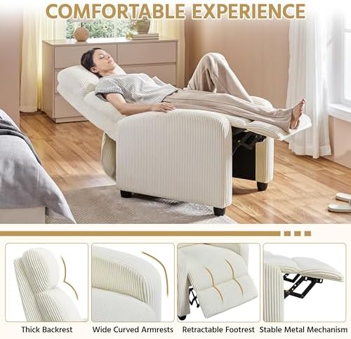 Yaheetech Recliner Chair with 3 Adjustable Angles Living Room Chairs Beige