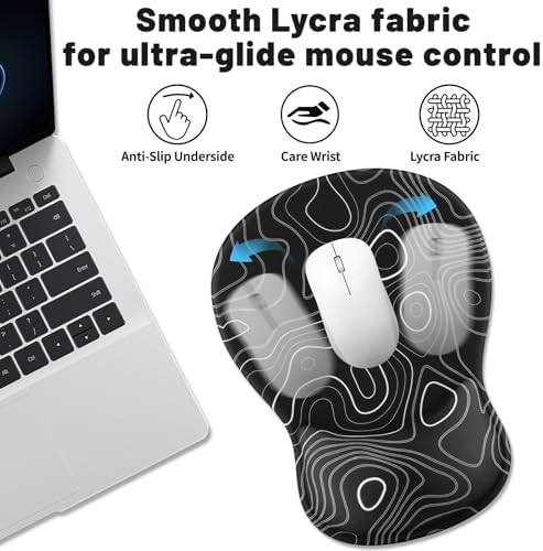 Ergonomic Mouse Pad with Wrist Rest - Gel Wrist Support Mousepad with Non-Slip PU Base for Computer, Laptop, Office & Home