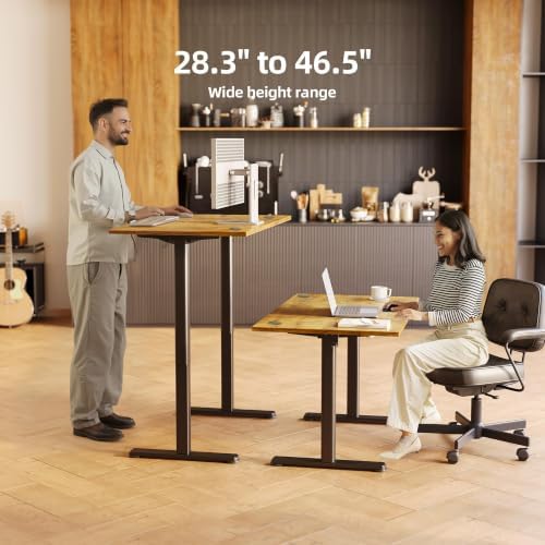INNOVAR Electric Height Adjustable Standing Desk, 40x24 Inch, Rustic Brown
