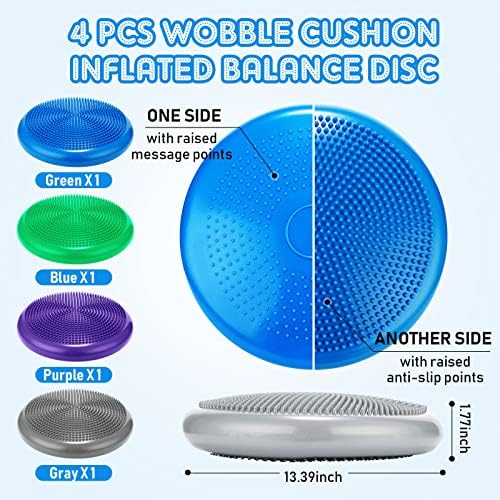 Jerify 4 Pcs Wiggle Seat Flexible Inflated Wobble Cushion