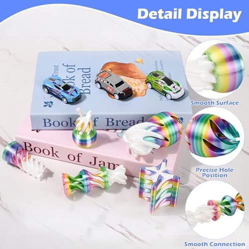 5 Pack Spinning Fidget Toys Rainbow 3D Printed Desk Decor Set