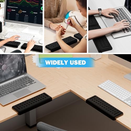 Leolee L-Shaped Desk Elbow Pads for Desk, Black Memory Foam Arm Rest