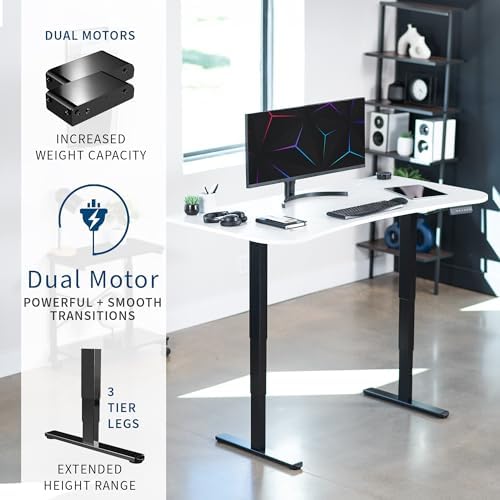 VIVO White 63 x 32 in Standing Desk, DESK-KIT-2B1W