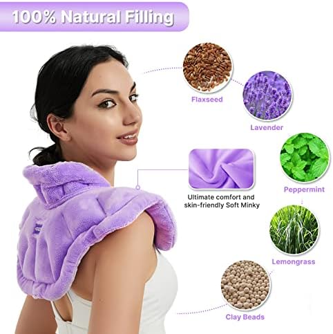 MORLIDEN Neck Heating Pad Microwavable for Shoulders, Warmer Wrap Microwave Heating Pad for Neck and Shoulders for Pain Relief - Purple