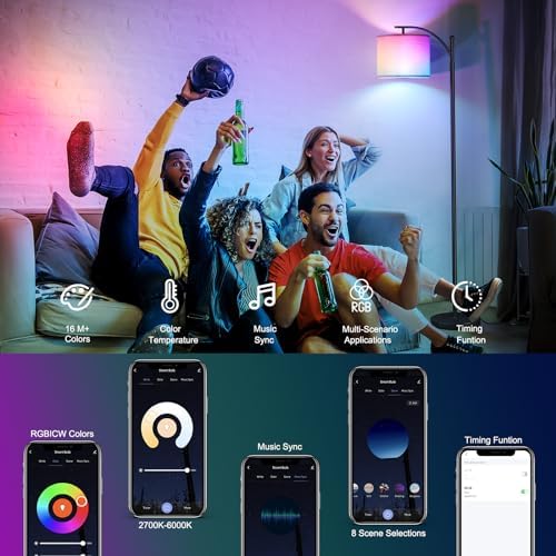 SUNMORY Arc Floor Lamp, Smart APP Remote Control Standing RGB Lamp