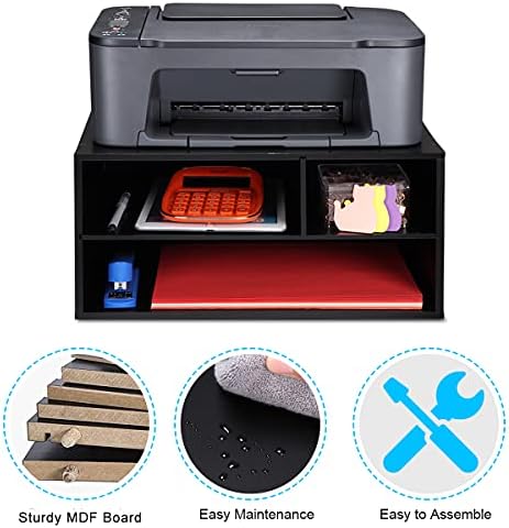 EMERIT Printer Stand Shelf with Storage Wood Desk Paper Organzier for Home/Office,Printer Riser, 2 Tire