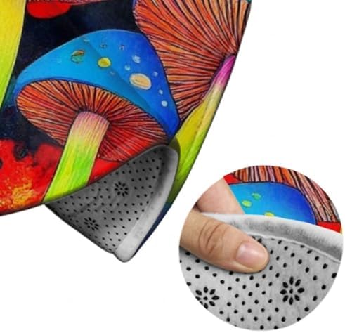 Room Sofa Yoga Soft Round Carpet, Home Decor Non Slip Kitchen Office Circle Rug, Machine Washable Modern Round Area Rug Trippy Tie Dye Magic Mushrooms Art, 60inch