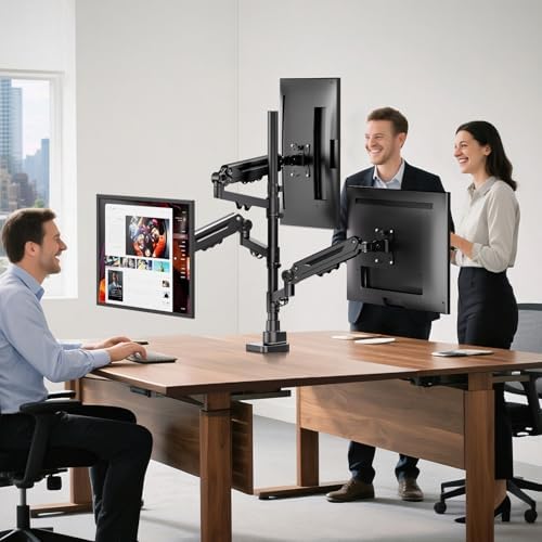 Triple Monitor Mount for up to 35’’ Ultrawide Screens, Heavy Duty,Black