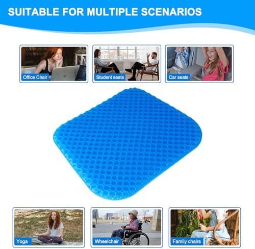 EVEME Gel Seat Cushion for Long Sitting with Handle-Large & Thick & Soft & Breathable-Gel Cushion for Wheelchair, Gel Chair Cushion for Hip Pain, Gel Seat Cushion for Office Chair