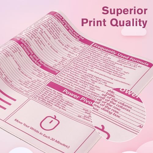 iCasso Excel Cheat Sheet Desk Pad, Pink Excel Shortcuts