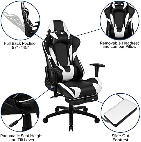 Flash Furniture LeatherSoft Reclining Ergonomic Gaming Chair, Black