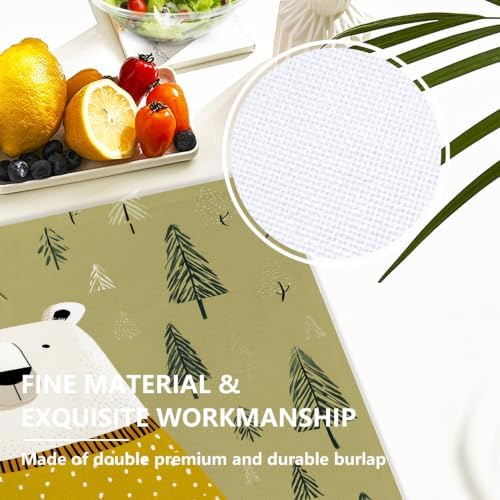 White Bear Yellow Sweater Placemats, in Tree Background Place Mats for Dining/Kitchen Table Waterproof Washable Linen Heat Insulation Dinner Table Mats 12X18 in 8 Pcs