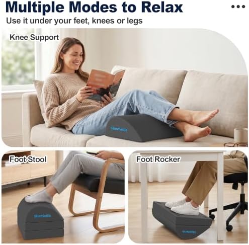 Foot Rest Under Desk, 3 Adjustable Heights Foot Stool, Gray