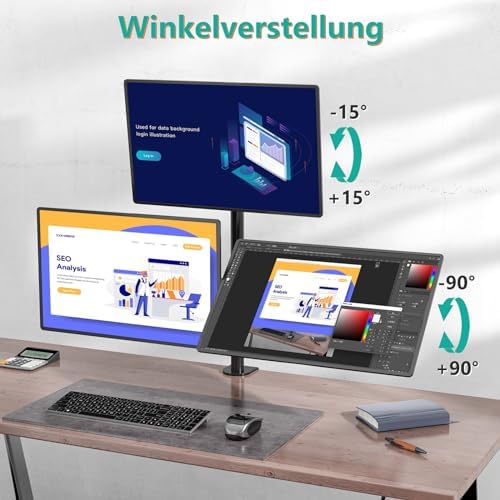 WALI Tall Triple Monitor Mount for 13-27 inch Computer Screens, up to 22lbs
