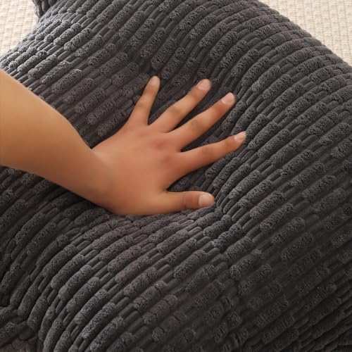 Reading Pillow for Sitting in Bed with Arm,Gray Corduroy,M