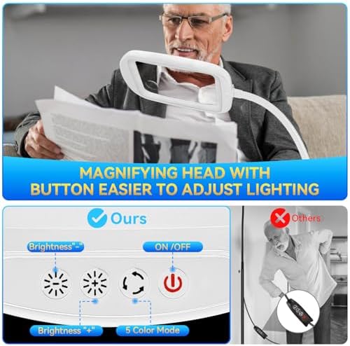 30X 10X Extra Large Floor Magnifying Glass with Light and Stand