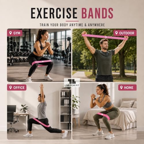 Exercise Resistance Loop Bands with Instruction Guide and Carry Bag, Set of 5