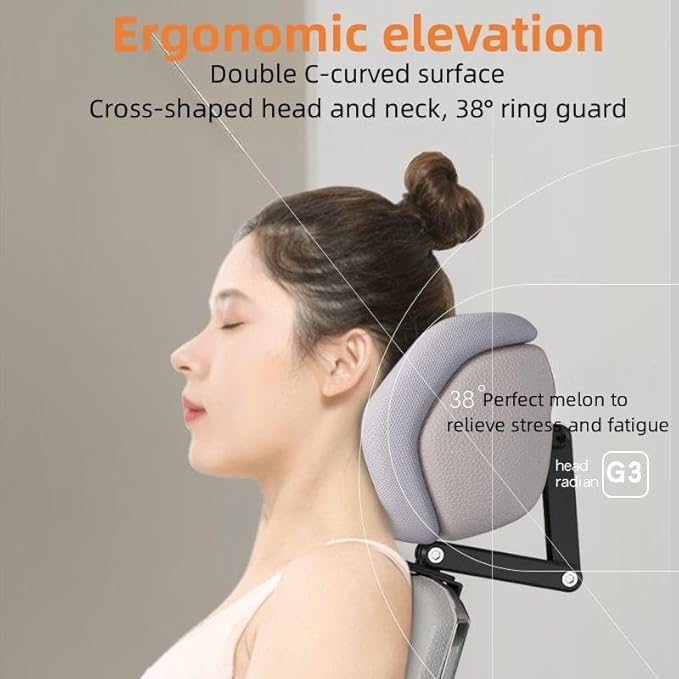 Memory Foam Headrest Attachment for Office Chair, Attachable Chair Head Rest, Desk Chair Neck Support, Elastic Sponge Head Pillow Adjustable Height and Angle (Upgraded Version(Black))
