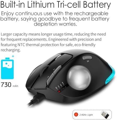 Docooler F-33 Wireless Trackball Mouse Easy Thumb Control