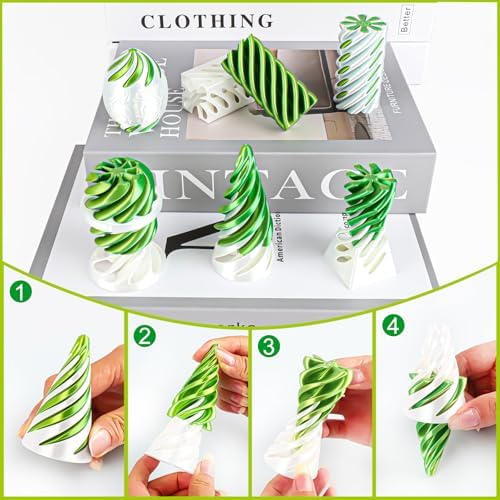 6 Pack Spiral Cone 3D Printed Fidget Toys Set, Yellow Green White