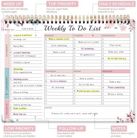 TREES Weekly To-Do List Notepad, 52-Week Desk Planner Organizer, 8.5" x 11"