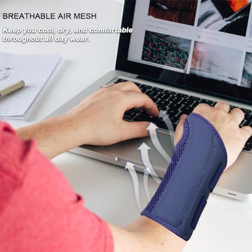 NuCamper Wrist Brace for Carpal Tunnel Night Wrist Support Left Hand Navy