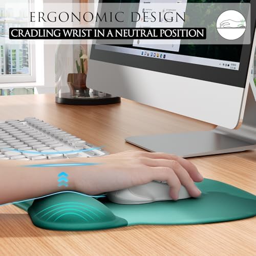 MROCO Ergonomic Mouse Pad with Gel Wrist Rest, 9.4 x 8.1 in, Green Gradient