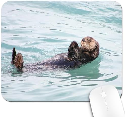 9.5x7.9 Inch Office/Gaming Mouse Pad, Lovely Floating Sea Otter in Ocean, Cute Anti-Slip Mat for Desk Decor