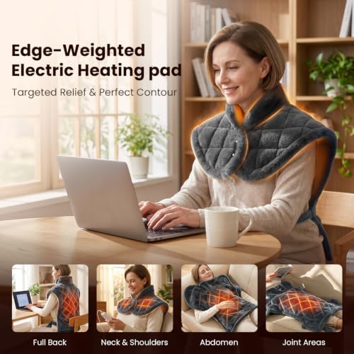 BOB AND BRAD Heating Pad for Neck, Shoulders and Back, FSA Eligible HSA Eligible Electric Heat Pad, Edge-Weighted Design, Fast Heating, ETL Certified, Gift for Women Men 24"x33"