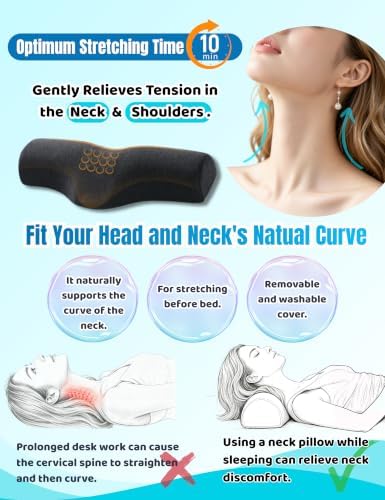 Cervical Neck Roll Pillow for Neck Pain Relief Sleeping-Ergonomic Support