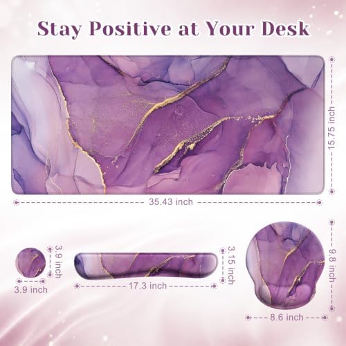 iCasso Purple Keyboard Mat 35.4"x15.7", Desk Blotter for Workspace