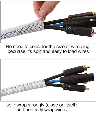 Alex Tech 10ft - 1.25 inch Cord Protector Wire Loom Tubing Cable Sleeve Split Sleeving for USB Cable Power Cord Audio Video Cable - Protect Cat from Chewing Cords - White