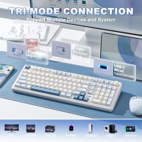 YUNZII B98 PRO 96% Wireless Mechanical Keyboard(Blue, Candy Switch)