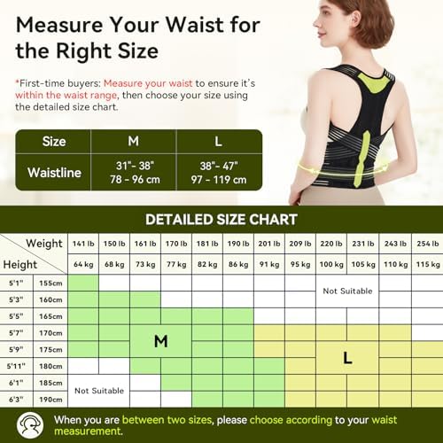 Posture Corrector for Women and Men, Adjustable Full Back Brace Support