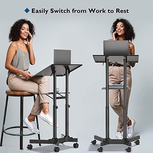BONTEC Lecterns & Podiums Portable Mobile Standing Laptop Desk, Sit Stand