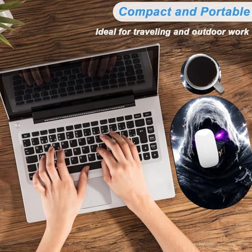 Small Mouse pad, Portable, Waterproof Non-Slip Rubber Bottom, Suitable for Wireless Mouse, Laptop Keyboard Tray for Both Men and Women, Office Travel 7.1x10.6in，Skull with Purple Eyes
