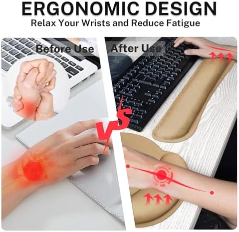 Britimes Ergonomic Mouse Pad Set with Wrist Rest, Brown