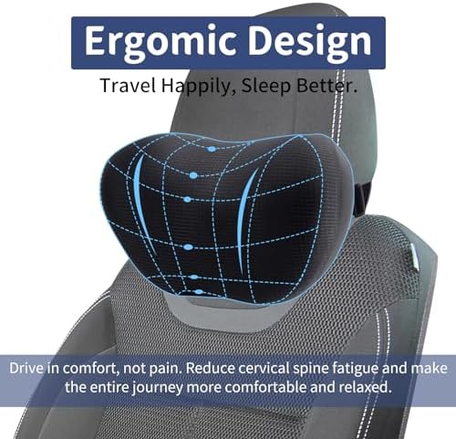 2 Pack Car Headrest Pillow, Neck Pillow for Car(Comes with 2 Sleep Masks)