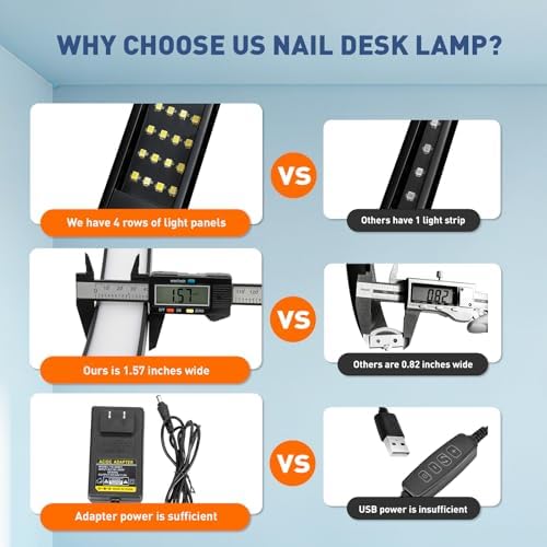 KIRKAS Half Moon Light for Nail Desk, 29in Foldable Nail Lamp for Desk