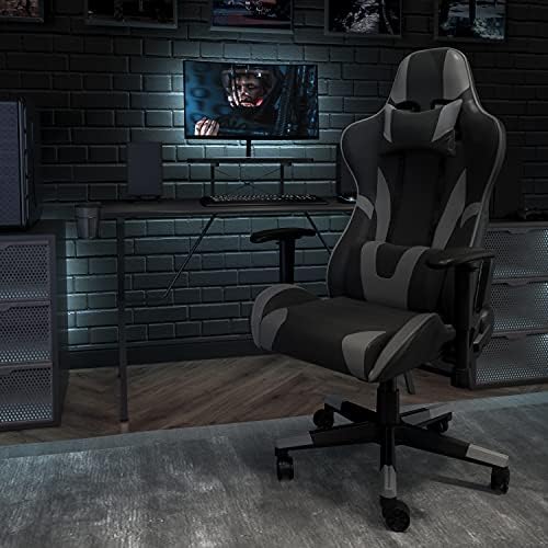 Flash Furniture LeatherSoft Reclining Ergonomic Gaming Chair, Gray