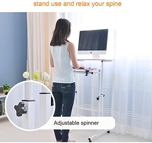 soges Mobile Standing DeskAdjustable Height, Roling Sit-Stand Desk, Maple