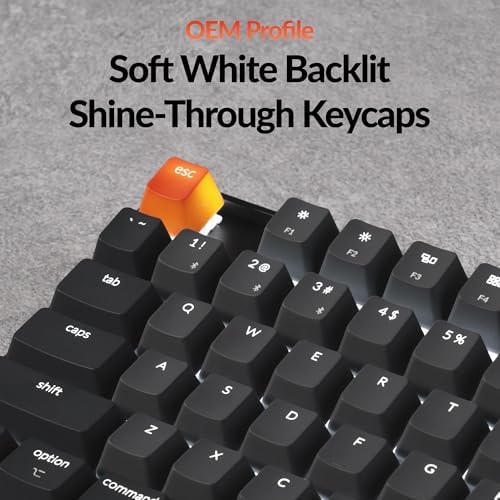 Keychron K8 Wireless Mechanical Keyboard – Silent Red Switch for Quiet Office and Gaming, TKL 87 Keys, Soft White LED Backlight, Bluetooth & USB-C Wired Connectivity, Compatible with Mac and Windows