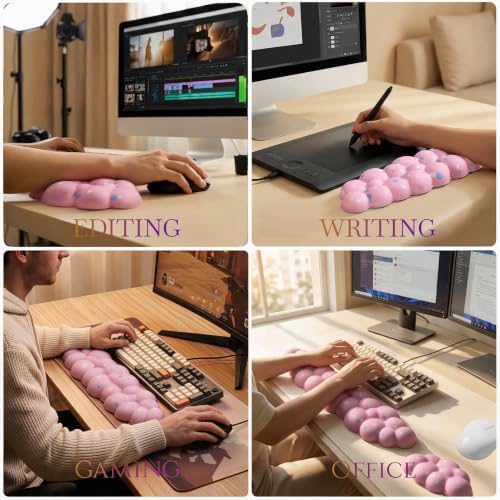 Cloud Wrist Rest Set for Keyboard & Mouse. Silky Fabric Surface