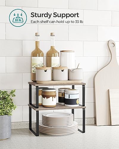 SONGMICS Cabinet Organizer Shelf, Set of 2 Spice Rack, Kitchen Storage