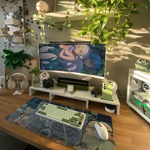 Keyboard Stand with Wrist Rest Green Leaves Keyboard Pad with Wrist Support Keyboard Wrist Rest for Computer Keyboard Stand for Desktop Ergonomic Keyboard Tilt Riser for Desk Office Home Gaming Room