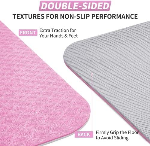 CAMBIVO Yoga Mat for Women Men Kids, 1/3 & 1/4 & 2/5 Inch Extra Thick Yoga Mat Non Slip, 72" x 24" TPE Yoga Mats, Workout Mat with Carrying Strap for Yoga, Pilates and Floor Exercises