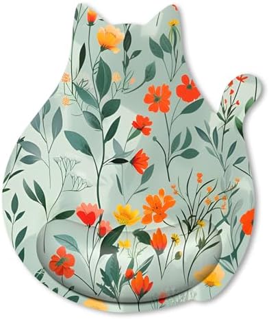 Ergonomic Mouse Pad with Wrist Rest, Cute Cat Memory Foam Padded Pain Relief Non-Slip Wrist Support Mouse Mat for Gaming Work Computer Laptop, Funny Office Supply Desk Accessory, Pretty Flower