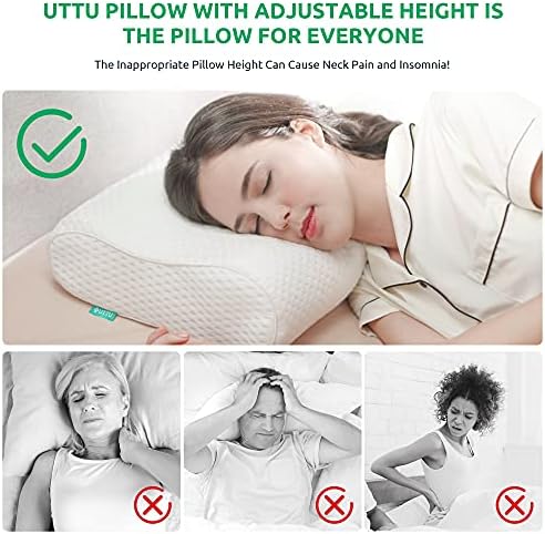 UTTU Cervical Pillow for Neck Pain Relief, Memory Foam Neck Pillow for Sleeping, Adjustable Orthopedic Sandwich Pillow, Contour Cooling for Side Back Stomach Sleeper, King(27.6"×15.7"×5.2"/4.5")