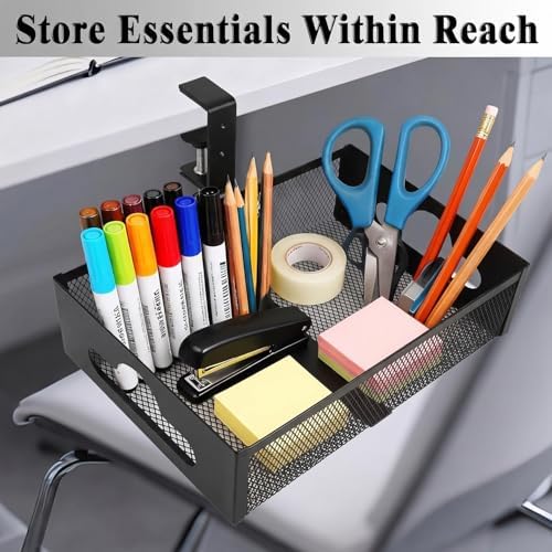 Under Desk Organizer 360° Swivel,No-Drill Clamp-On,Holds Up to 7lbs