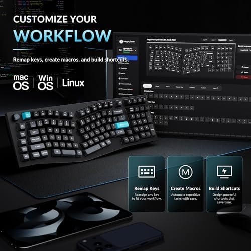 Keychron Q13 Ultra 8K Wireless Mechanical Keyboard, 96% Alice Ergonomic Layout with Numpad, Full Aluminum Custom Keyboard, ZMK, 8000Hz Polling Rate, Hot-Swappable RGB for Mac Windows Linux